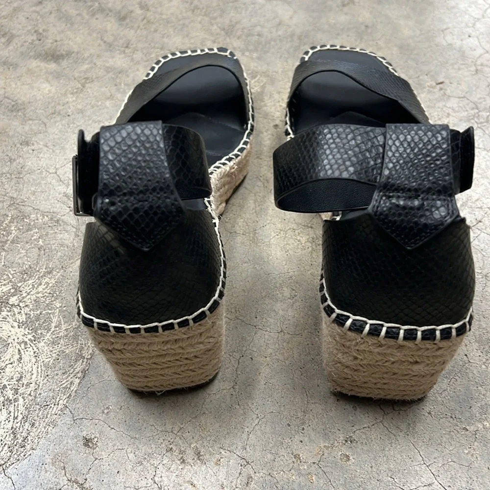 Franco Sarto black snake espadrille wedges